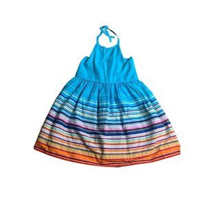 Baby Gap Girls Rainbow Stripe Sundress Teal Dress 12-18M